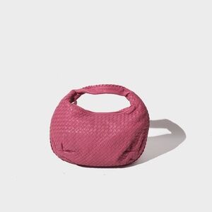 Authentic Bottega Veneta Pink Intrecciato Belly Hobo Shoulder Bag